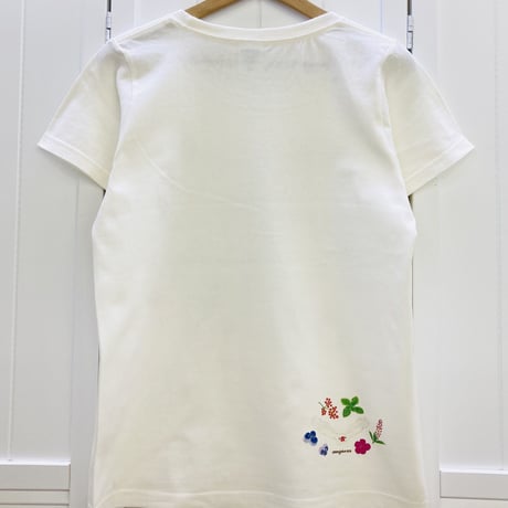 レディースTシャツ☆ボタニカルことりシリーズ☆草花と文鳥