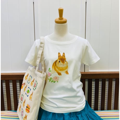 レディースTシャツ☆向日葵とオカメ