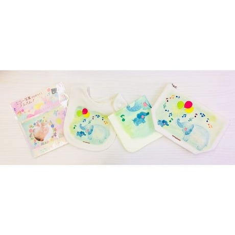 モンゴベス×アルバムえほん☆コラボアイテム☆ガーゼハンカチ【ぞうさん】