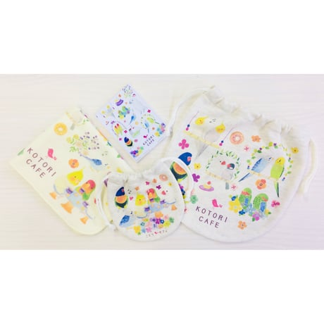 ガーゼハンカチ☆ことりカフェの鳥さんたち