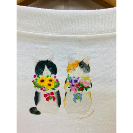 長袖Tシャツ☆花束猫
