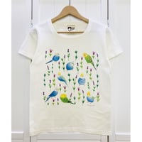 レディースTシャツ☆ボタニカルことりシリーズ☆ラベンダーとセキセイ