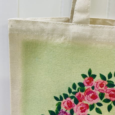 キャンバストートバックM☆薔薇リースとセキセイ