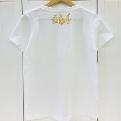 レディースTシャツ☆ボタニカルウサギ（総柄）
