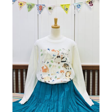 長袖Tシャツ☆ボタニカル猫
