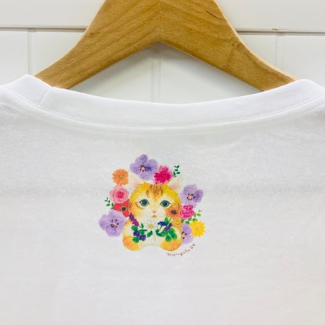 レディースTシャツ☆フラワーネコ