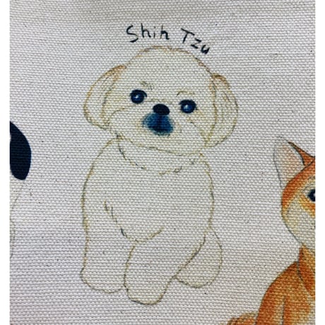 キャンバストートバックM☆ワンコたち(集合柄)
