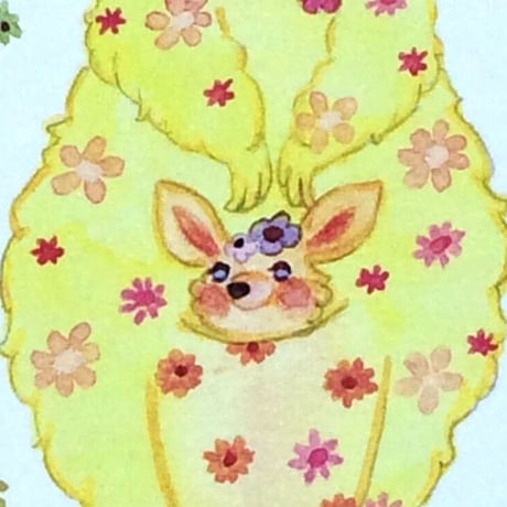 ポストカード☆お花のカンガルー