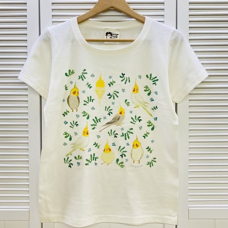 ジップパーカー☆ボタニカルシリーズ☆青花とオカメインコ