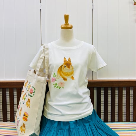 レディースTシャツ☆フラワーネコ