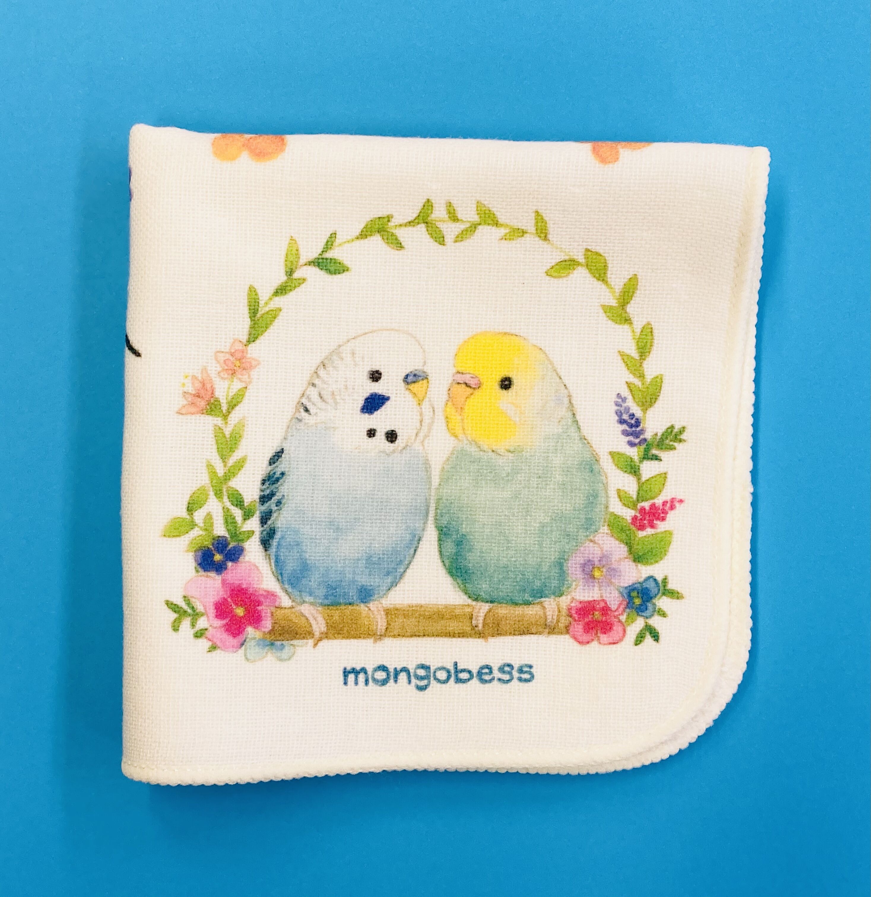 ご確認用　さおりん☆　ハンカチ　インコさん柄　ハンドメイド ハンカチ☆鳥かごインコシリーズ☆ | mongobess