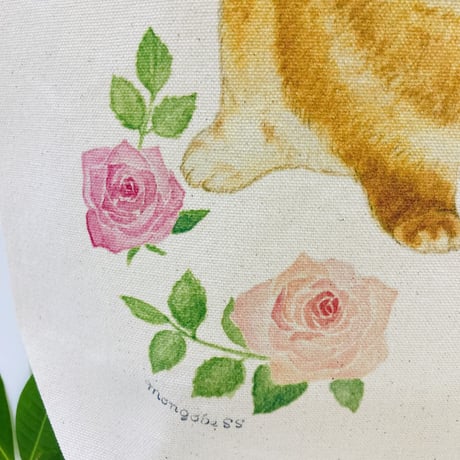 キャンバストートバックM☆薔薇とうさぎ