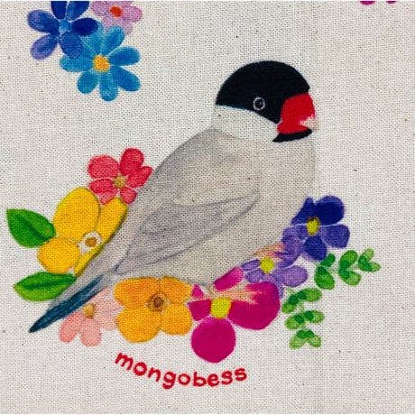 お買い物袋☆フラワー文鳥さん