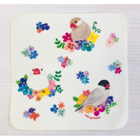 お買い物袋☆フラワー文鳥さん