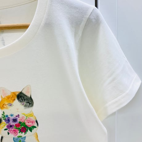 レディースTシャツ☆花束猫