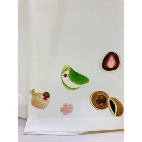 長袖Tシャツ☆和菓子と文鳥