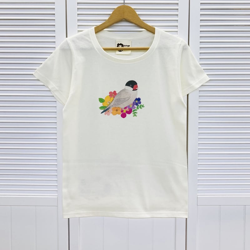 レディースTシャツ☆フラワーシリーズ☆文鳥さん | mongobess
