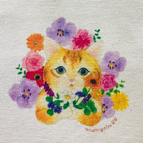ランチトート☆フラワーネコ