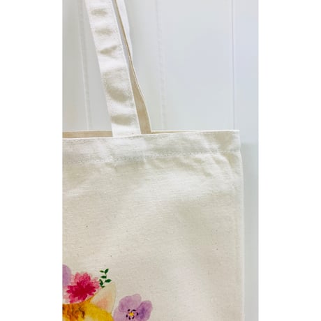 キャンバストートバックM☆フラワーネコ