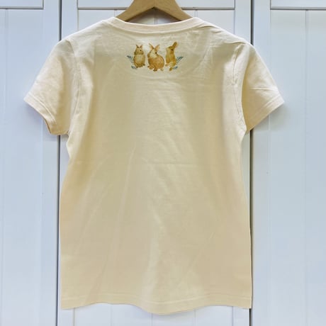 レディースTシャツ☆ボタニカルウサギ（総柄）
