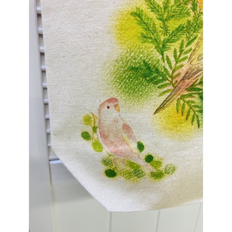 キャンバストートバックM☆インコの森