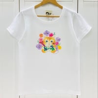 レディースTシャツ☆フラワーネコ