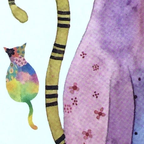 ポストカード☆花ねこ