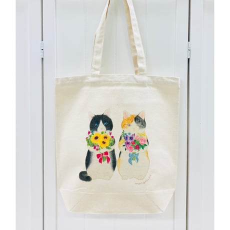 キャンバストートバックM☆花束猫