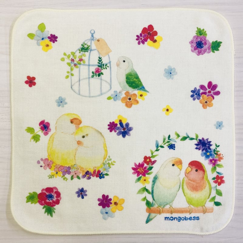 もも&まりん　ハンカチ　インコさん柄 もも&まりん ハンカチ インコさん柄 もも&まりん様専用 ハンカチ インコ