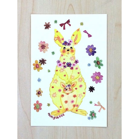 ポストカード☆お花のカンガルー