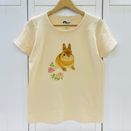 レディースTシャツ☆薔薇とうさぎ
