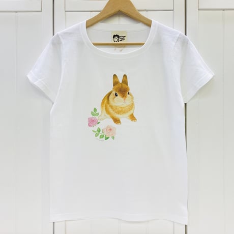 レディースTシャツ☆薔薇とうさぎ