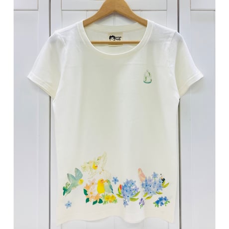 レディースTシャツ☆ラウンドことりパラダイス