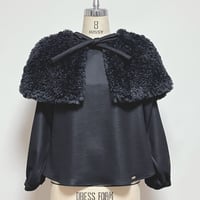 ウールスムースエコファーボレロブラウス　ブラック