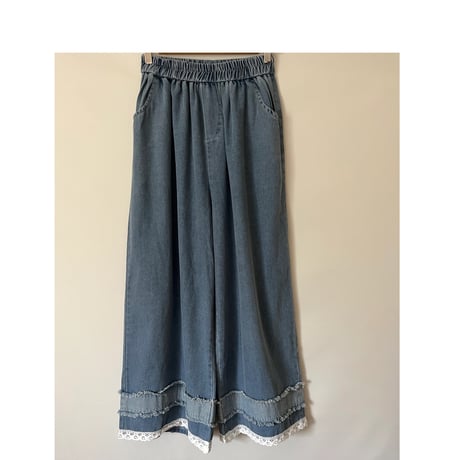 デザインデニムワイドパンツ