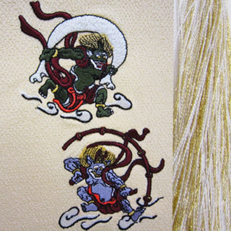 風神雷神・金×白房・長さ105cm | 十字屋刺繍有限会社 腕守り販売 風神雷神・金×白房・長さ105cm | 十字屋刺繍有限会社 腕守り販売