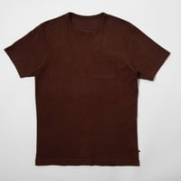 USAコットン16/-吊り編み天竺×奄美大島泥染めポケットTシャツ　赤茶泥
