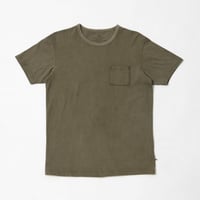 USAコットン16/-吊り編み天竺×天然染料染めポケットTシャツ　海松色