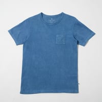 USAコットン16/-吊り編み天竺×自然建て琉球藍染めポケットTシャツ　SORA