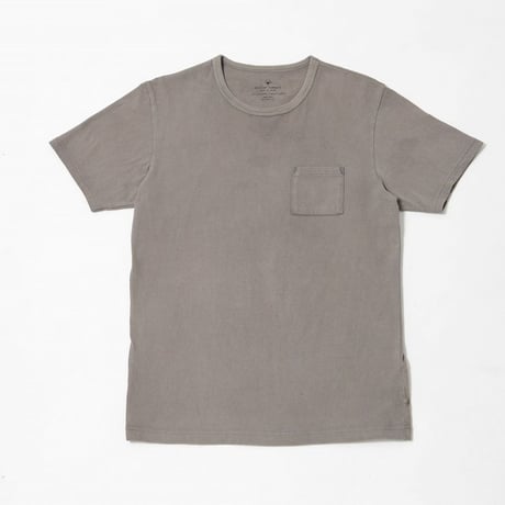 USAコットン16/-吊り編み天竺×天然染料染めポケットTシャツ　鈍色
