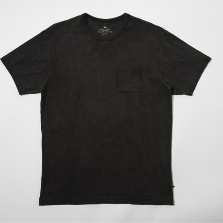USAコットン16/-吊り編み天竺×遠州墨染めポケットTシャツ　SUMI