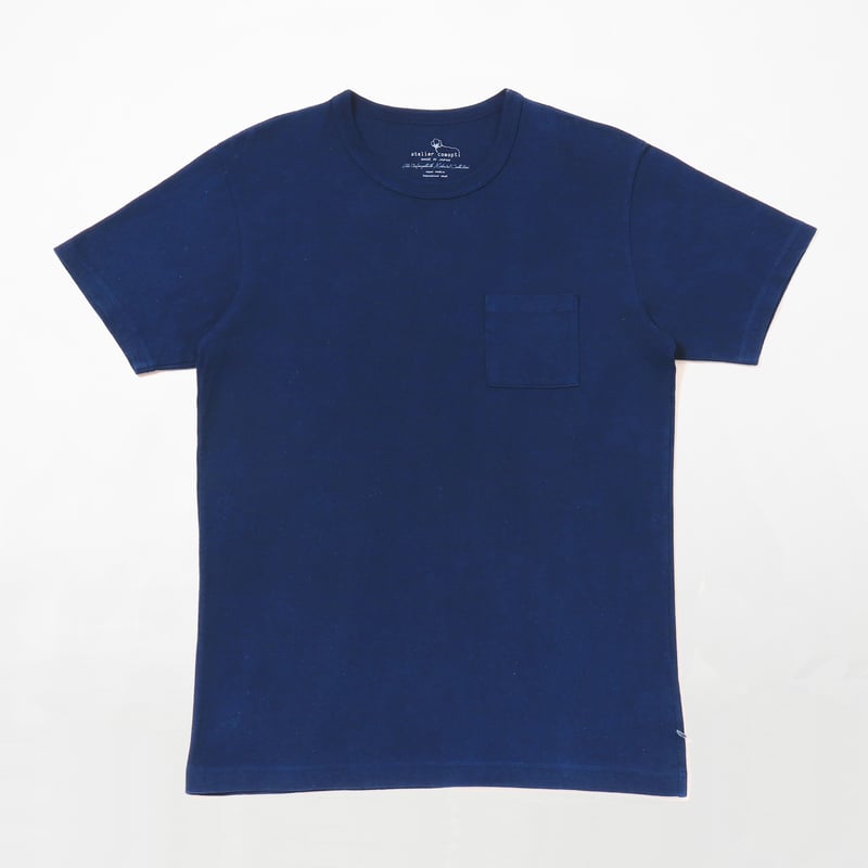 45R カットワークTシャツリネン天竺藍染 45R（フォーティファイブアール）の「藍ダンガリーインドカディの