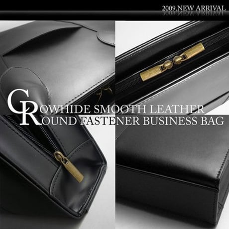 【MOMO　モモ】メンズ　レザー　ビジネスバッグ　紳士用　牛革バッグ　ブラック　ブラウン　ビジネスカバン　かばん　鞄 bag 牛革　本革　スムースレザーラウンドファスナービジネスバッグAN958