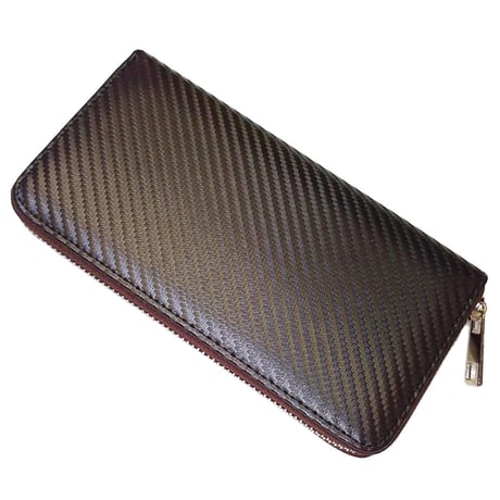 【送料無料】 箱無し特別価格  ラウンドファスナー 長財布 カーボンレザー型押し メンズ カードケース付 小銭入れ付  サイフ kw609