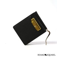 定形外郵便送料無料【BEAMZ SQUAREビームズスクエア】牛革 カーボンレザー マネークリップ 　札挟み　 ブラック black　bs10310bk