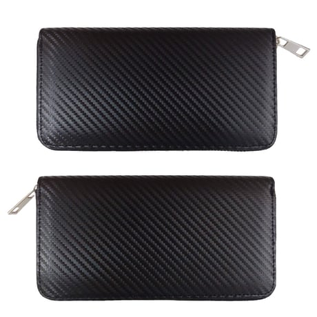 【送料無料】 箱無し特別価格  ラウンドファスナー 長財布 カーボンレザー型押し メンズ カードケース付 小銭入れ付  サイフ kw609