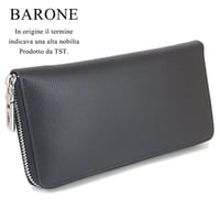 【BARONE バローネ】高品質 牛革 皮革 ラウンドファスナー長財布 本革 牛革 メンズ ラウンドウォレット 長財布 黒 bn1609