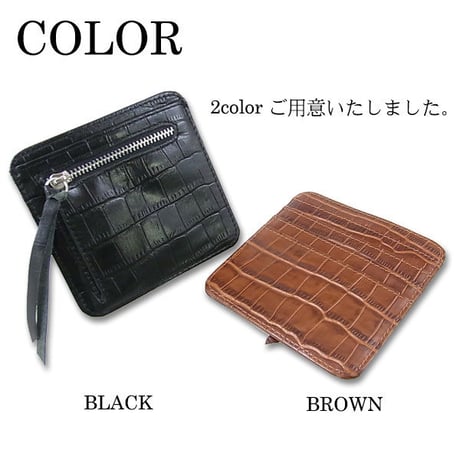 ユニバーサルミニウォレット　スーツの内ポケットにジャスト　クロコ型押しメンズミニウォレット ミニ財布 小型財布　男女兼用万能財布　PUレザー小銭入れ付き　ランニング　ゴルフ　ウォーキングtgcro
