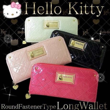 【Hello Kitty】ハローキティ　キティ　キティちゃん　エナメル　 ラウンドファスナー長財布 大人可愛い　定形外郵便 送料無料  kty26-11