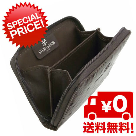 ルチアーノバレンチノ牛革オーストリッチ型押　小銭入れ付きパスケース　フラグメントケース　キャッシュレスミニ財布　LUV5008